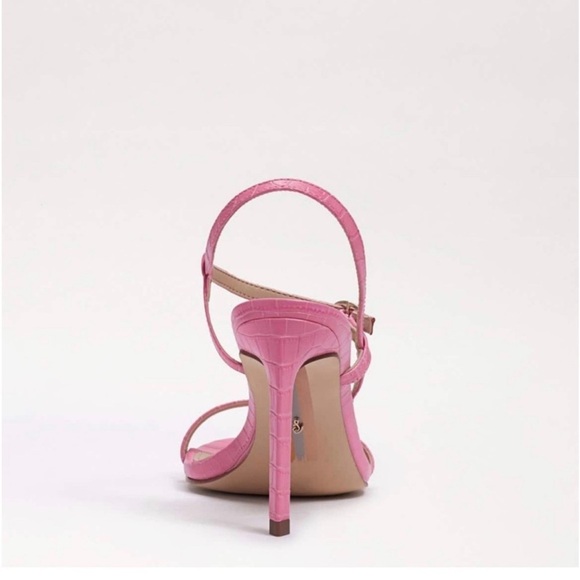 Sam Edelman NEW Doran Strappy Heeled Sandal in Pink Croc Print Size 5.5 - Picture 5 of 12